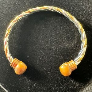 Womens Multicolor Two Tone Adjustable Traditional‎ Twisted Cuff Bracelet